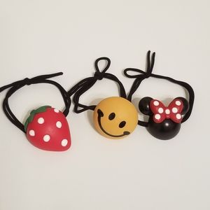 Kawaii Character 3D Hair Ties 3 pcs New